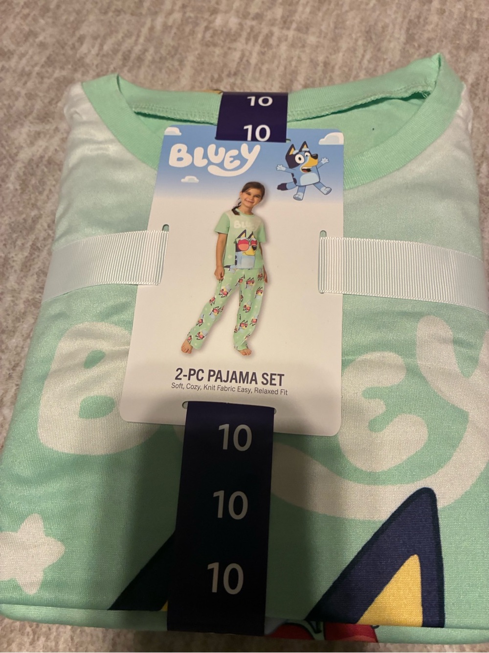 Uniqlo Mint Green Bluey Kids 2-Piece Pajama Set